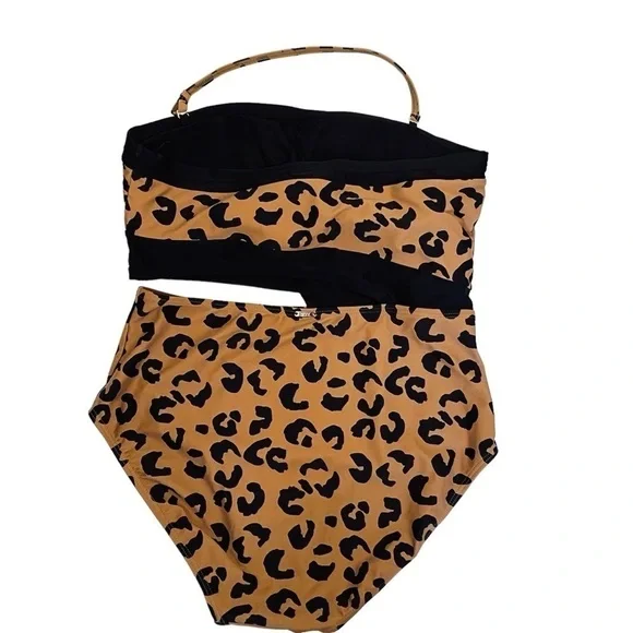 DKNY Cutout Leopard One-Shoulder Swimsuit Size 16 - Picture 3 of 8